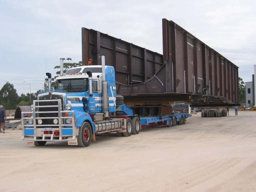 steel being transported by truck