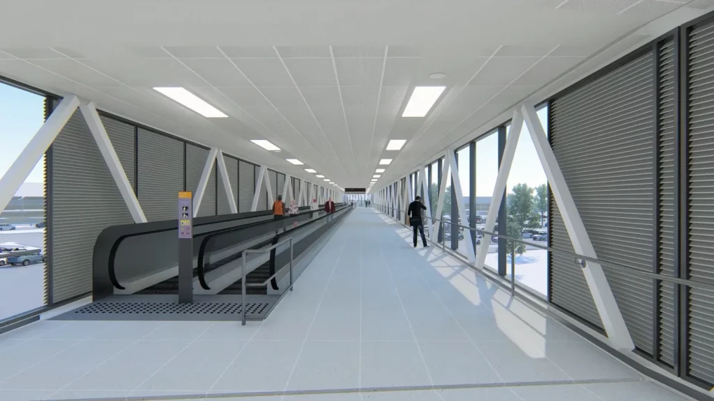 inside of Perth airport skybridge