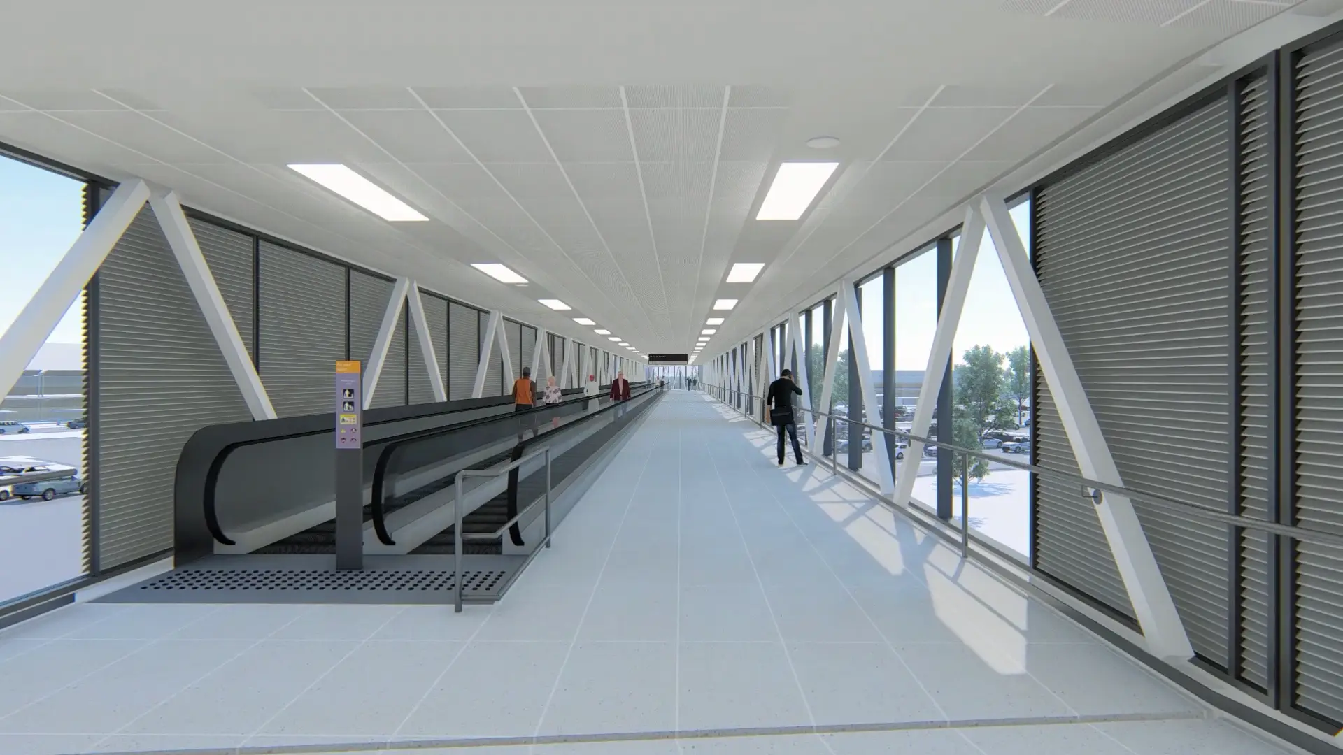 inside of Perth airport skybridge
